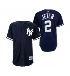 New York Yankees #2 Derek Jeter Replica Navy Blue Baseball Jersey