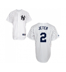 New York Yankees #2 Derek Jeter Replica White Name On Back Baseball Jersey