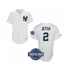 New York Yankees #2 Derek Jeter Replica White W 3000 Hits Patch(Have Player Name on Back) Baseball Jersey
