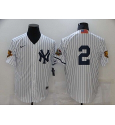 New York Yankees #2 Derek Jeter White 2001 Throwback Cooperstown Collection Stitched MLB Nike Jersey