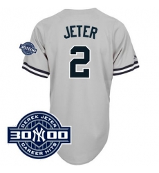 New York Yankees #2 Derek Jeter grey with 3000 hits patch