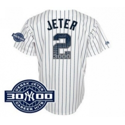 New York Yankees #2 Derek Jeter white with 3000 hits patch