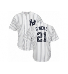New York Yankees #21 Paul ONeill Authentic White Team Logo Fashion MLB Jersey