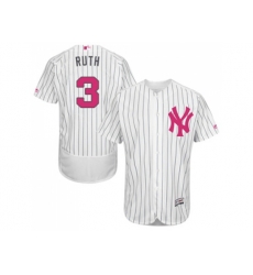 New York Yankees #3 Babe Ruth Authentic White Fashion Flex Base MLB Jersey