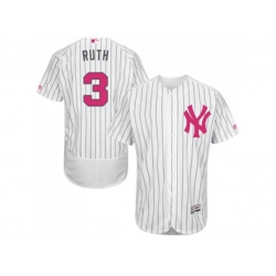 New York Yankees #3 Babe Ruth Authentic White Fashion Flex Base MLB Jersey