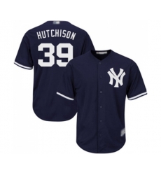 New York Yankees #39 Drew Hutchison Replica Navy Blue Alternate Baseball Jersey