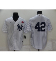 New York Yankees #42 Mariano Rivera White No Name Stitched Rose Nike Cool Base Throwback Jersey