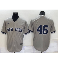 New York Yankees #46 Andy Pettitte Grey No Name Stitched MLB Cool Base Nike Jersey