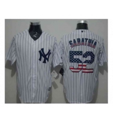 New York Yankees #52 C.C. Sabathia White Strip USA Flag Fashion Stitched Baseball Jersey
