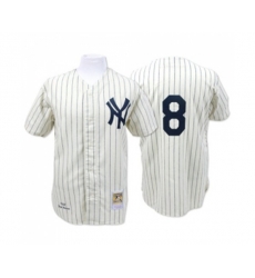 New York Yankees #8 Yogi Berra Authentic White Throwback Baseball Jersey