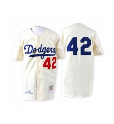 1955 Los Angeles Dodgers #42 Jackie Robinson Replica White Throwback Baseball Jersey