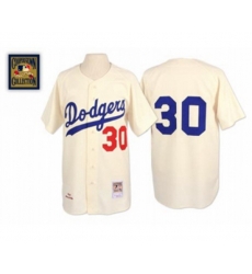 1962 Los Angeles Dodgers #30 Maury Wills Replica Cream Throwback Baseball Jersey