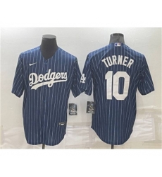 Los Angeles Dodgers #10 Justin Turner Blue Pinstripe Stitched MLB Cool Base Nike Jersey