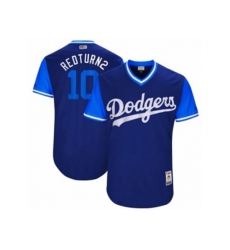 Los Angeles Dodgers #10 Justin Turner Redturn2 Authentic Navy Blue 2017 Players Weekend MLB Jersey