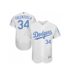 Los Angeles Dodgers #34 Fernando Valenzuela White Flexbase Authentic Collection  Stitched Baseball Jersey