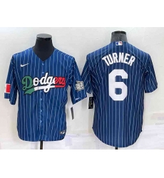 Los Angeles Dodgers #6 Trea Turner Navy Blue Pinstripe 2020 World Series Cool Base Nike Jersey