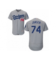 Los Angeles Dodgers #74 Kenley Jansen Grey Flexbase Authentic Collection MLB Jersey