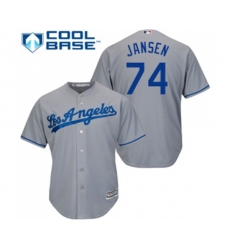 Los Angeles Dodgers #74 Kenley Jansen Replica Grey Road Cool Base Baseball Jersey