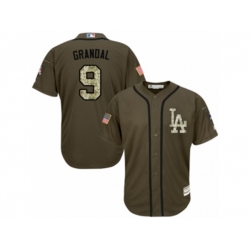 Los Angeles Dodgers #9 Yasmani Grandal Authentic Green Salute to Service MLB Jersey Los Angeles Dodgers #9 Yasmani Grandal Authentic Green Salute to Service MLB Jersey