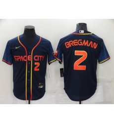 Houston Astros #2 Alex Bregman Number 2022 Navy Blue City Connect Game Stitched Jersey