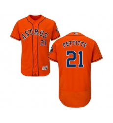 Houston Astros #21 Andy Pettitte Orange Alternate Flex Base Authentic Collection Baseball Jersey