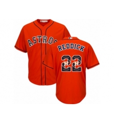 Houston Astros #22 Josh Reddick Authentic Orange Team Logo Fashion Cool Base MLB Jersey