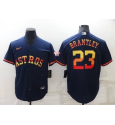 Houston Astros #23 Michael Brantley Navy Blue Rainbow Stitched MLB Cool Base Nike Jersey