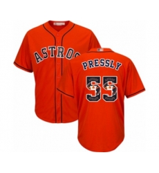 Houston Astros #55 Ryan Pressly Authentic Orange Team Logo Fashion Cool Base Baseball Jersey