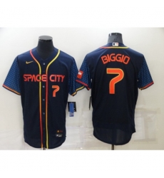 Houston Astros  #7 Craig Biggio Number 2022 Navy Blue City Connect Cool Base Stitched Jersey