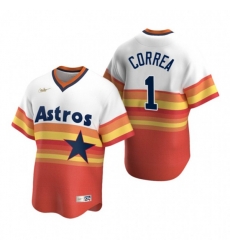 Nike Houston Astros #1 Carlos Correa White Orange Cooperstown Collection Home Stitched Baseball Jersey