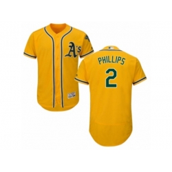 Oakland Athletics #2 Tony Phillips Gold Flexbase Authentic Collection MLB Jersey Oakland Athletics #2 Tony Phillips Gold Flexbase Authentic Collection MLB Jersey
