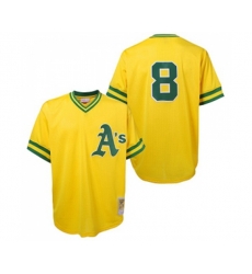 Oakland Athletics #8 Joe Morgan Authentic Gold Throwback Baseball Jersey