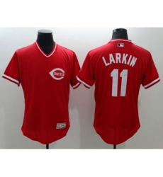 Cincinnati Reds #11 Barry Larkin Majestic Red Flexbase Authentic Cooperstown Player Jersey