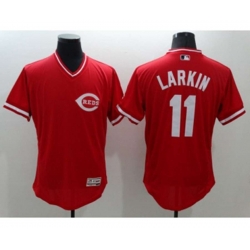Cincinnati Reds #11 Barry Larkin Majestic Red Flexbase Authentic Cooperstown Player Jersey