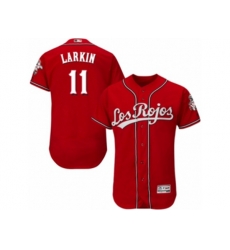Cincinnati Reds #11 Barry Larkin Red Los Rojos Flexbase Authentic Collection MLB Jersey