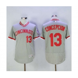 Cincinnati Reds #13 Dave Concepcion Majestic Grey Flexbase Authentic Cooperstown Player Jersey