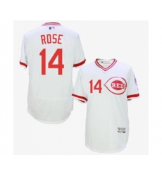 Cincinnati Reds #14 Pete Rose White Flexbase Authentic Collection Cooperstown Baseball Jersey