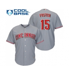 Cincinnati Reds #15 George Foster Replica Grey Road Cool Base Baseball Jersey