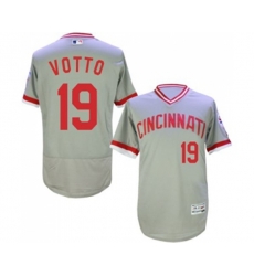 Cincinnati Reds #19 Joey Votto Grey Flexbase Authentic Collection Cooperstown Baseball Jersey