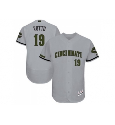 Cincinnati Reds #19 Joey Votto Grey Flexbase Authentic Collection Memorial Day Stitched MLB Jersey
