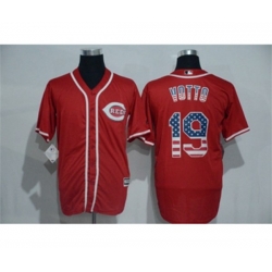 Cincinnati Reds #19 Joey Votto Red USA Flag Fashion MLB Jersey