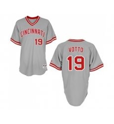 Cincinnati Reds #19 Joey Votto Replica Grey 1991 Turn Back The Clock Baseball Jersey