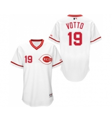 Cincinnati Reds #19 Joey Votto Replica White 1990 Turn Back The Clock Baseball Jersey