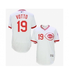 Cincinnati Reds #19 Joey Votto White Flexbase Authentic Collection Cooperstown Baseball Jersey