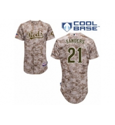 Cincinnati Reds #21 Reggie Sanders Authentic Camo Alternate Cool Base MLB Jersey