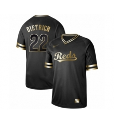 Cincinnati Reds #22 Derek Dietrich Authentic Black Gold Fashion Baseball Jersey