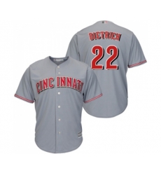 Cincinnati Reds #22 Derek Dietrich Replica Grey Road Cool Base Baseball Jersey