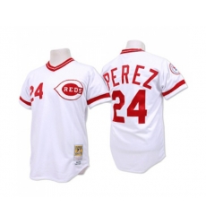 Cincinnati Reds #24 Tony Perez Authentic White Throwback Baseball Jersey