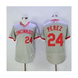 Cincinnati Reds #24 Tony Perez Majestic Grey Flexbase Authentic Cooperstown Player Jersey