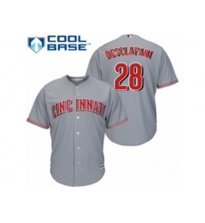 Cincinnati Reds #28 Anthony DeSclafani Replica Grey Road Cool Base MLB Jersey